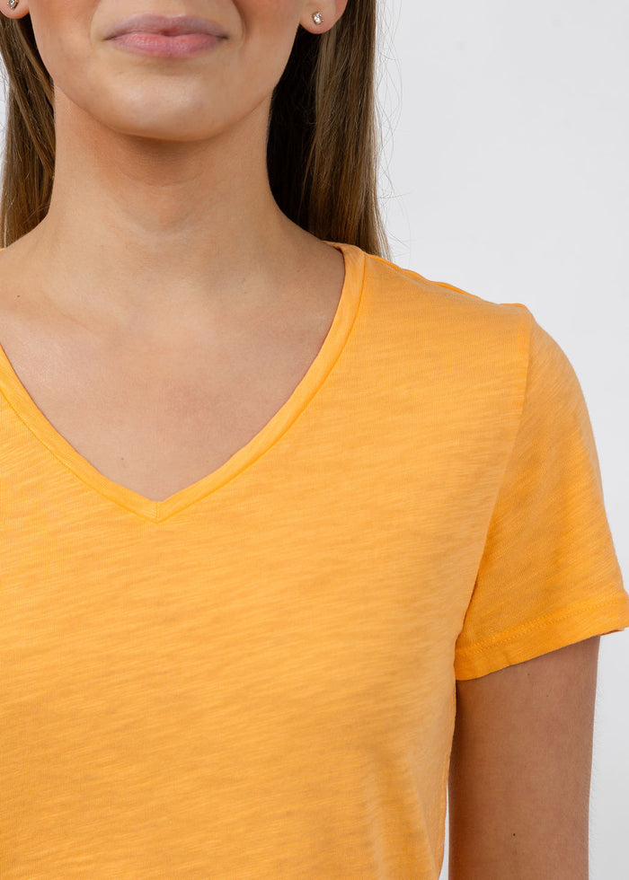 Elliott Lauren Short Sleeve V-Neck Tee in Creamsicle available at Barbara Katz