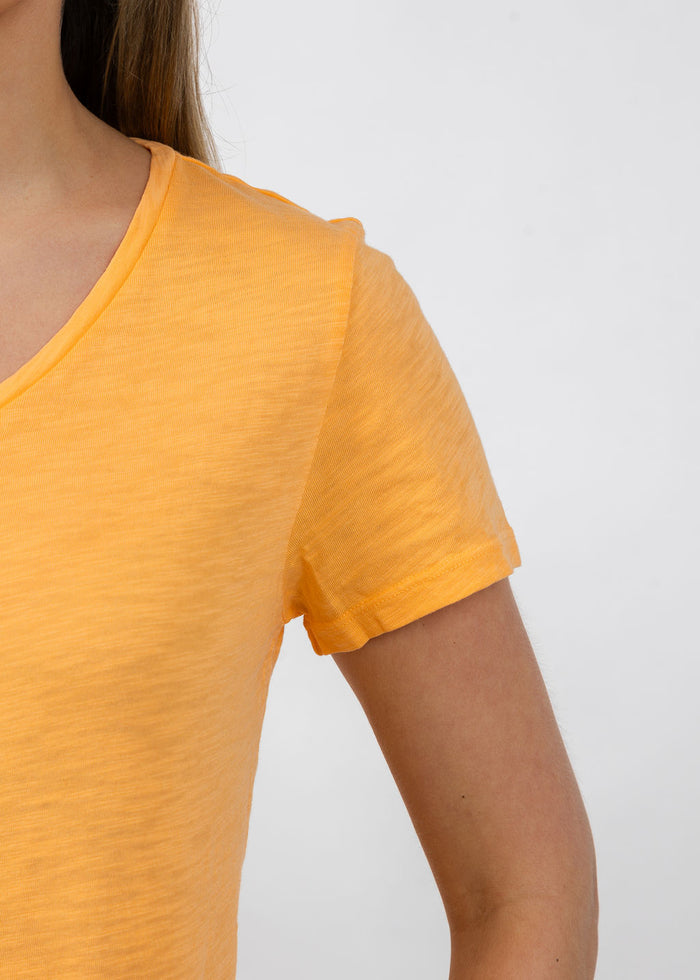 Elliott Lauren Short Sleeve V-Neck Tee in Creamsicle available at Barbara Katz