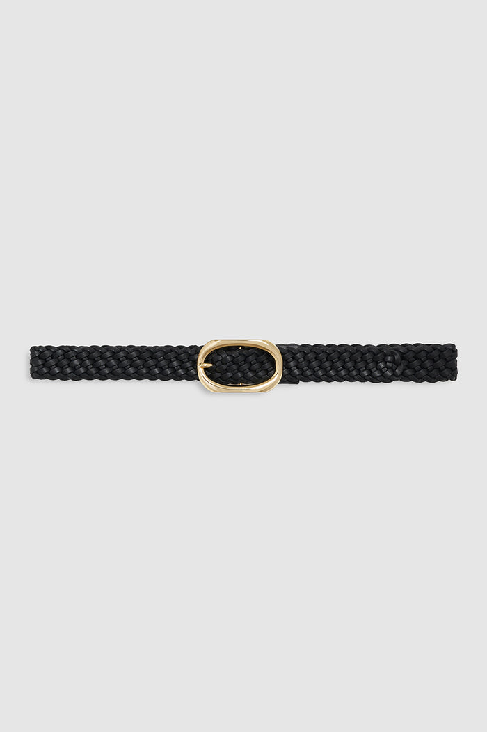 ANINE BING Signature Link Belt Braided - Black - front view