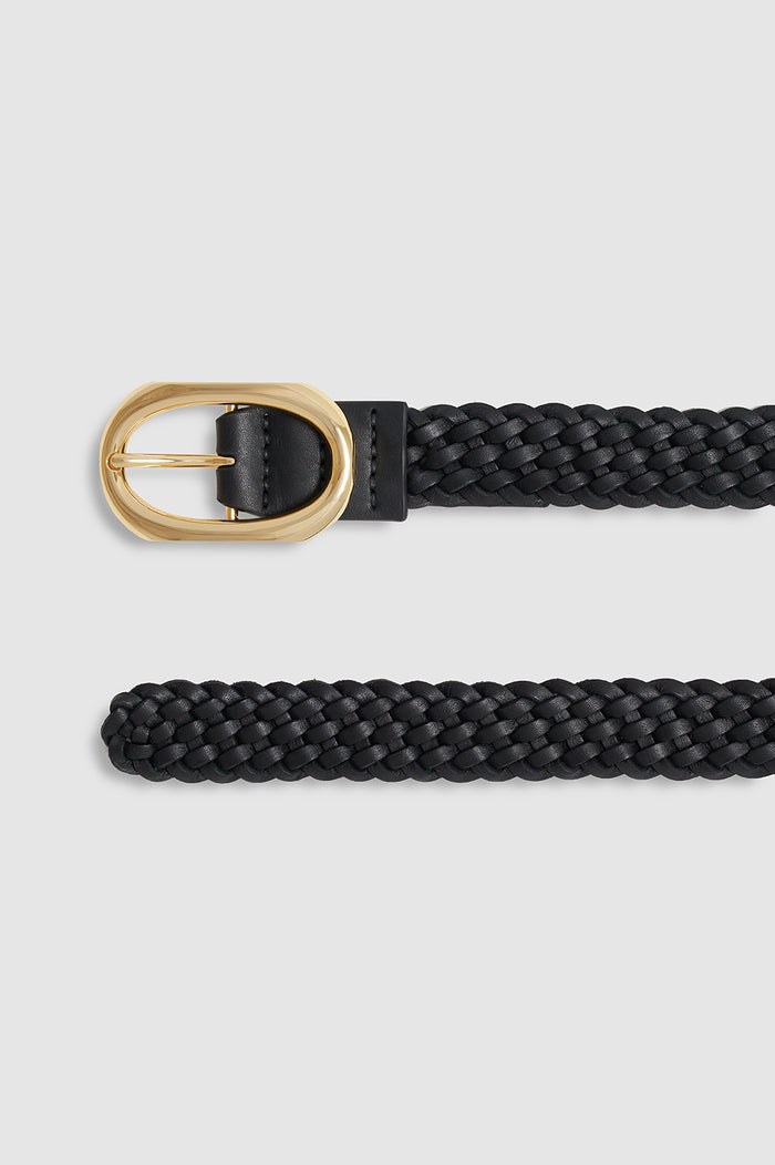 ANINE BING Signature Link Belt Braided - Black - detail view