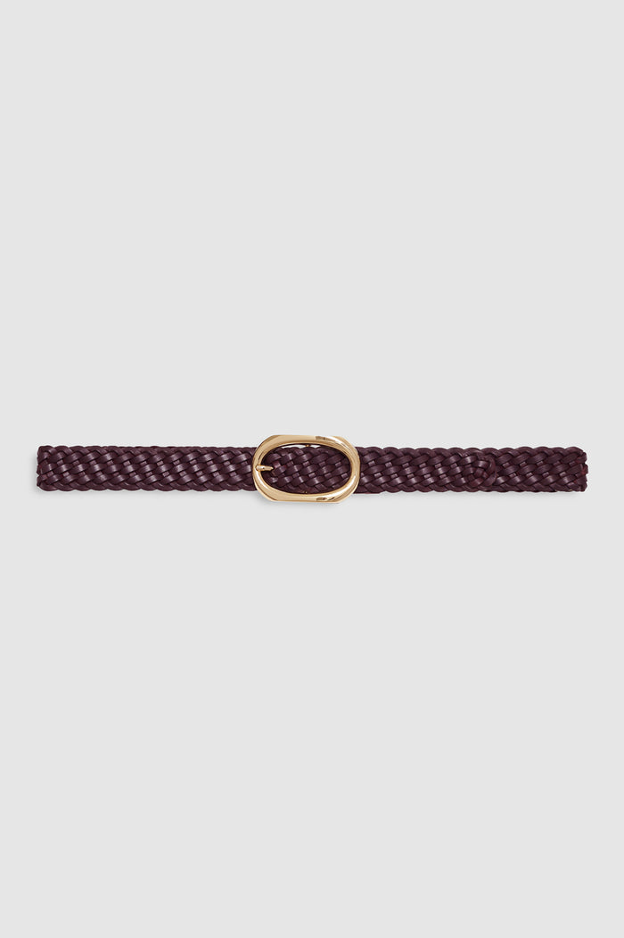 ANINE BING Signature Link Belt Braided - Fig - front view