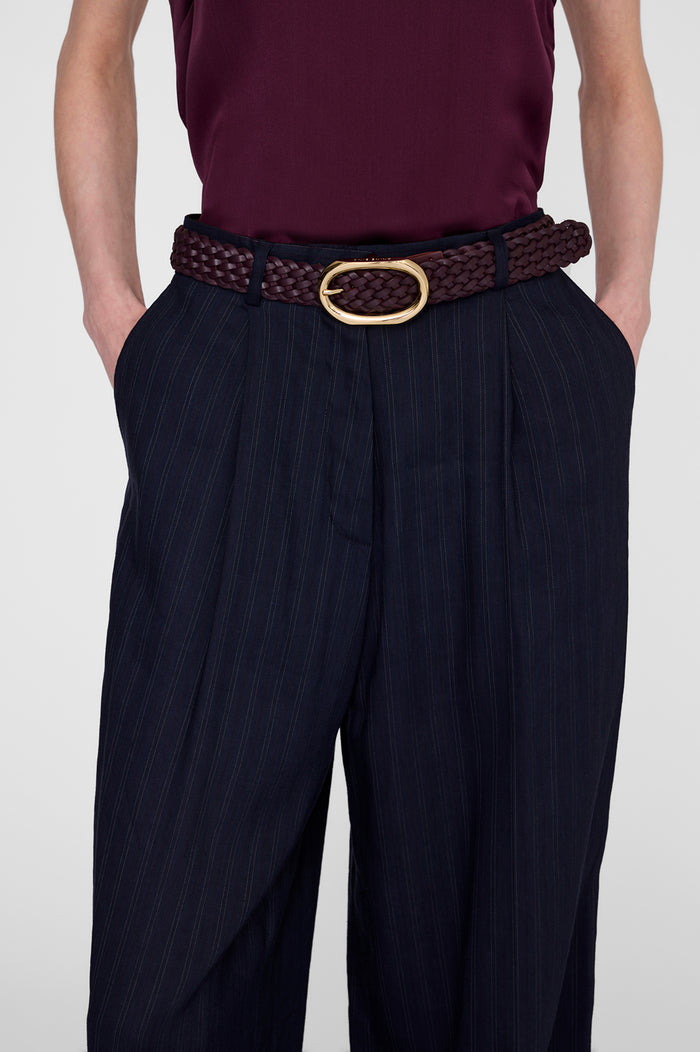 ANINE BING Signature Link Belt Braided - Fig - on model front detail