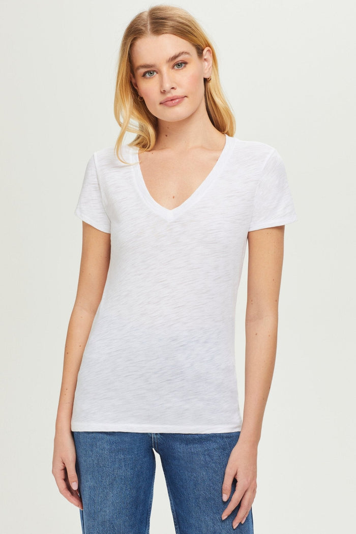 Goldie Signature Slub V Neck Tee available at Barbara Katz