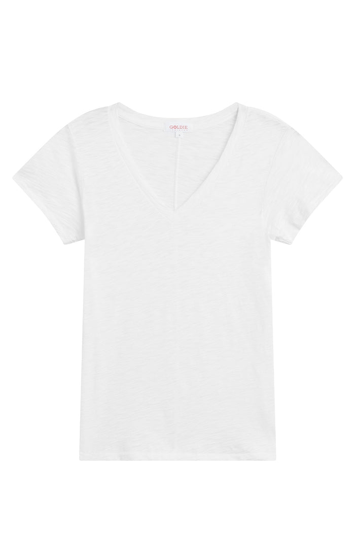 Goldie Signature Slub V Neck Tee available at Barbara Katz