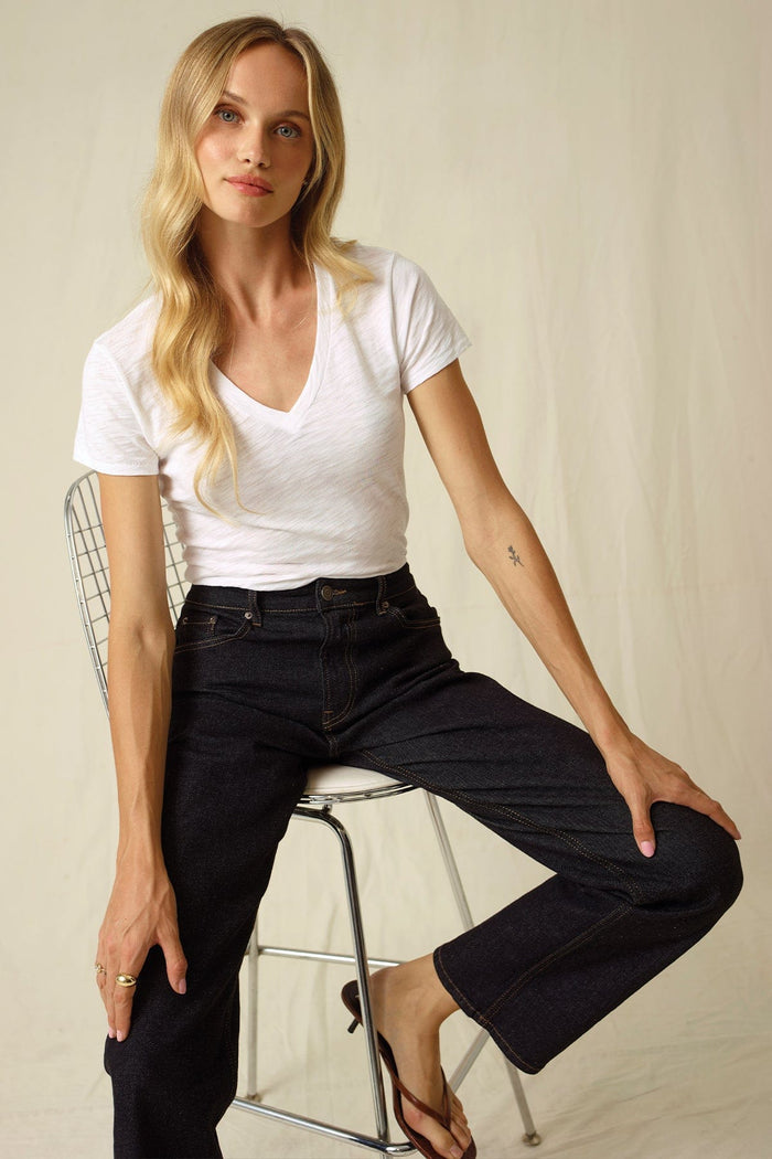 Goldie Signature Slub V Neck Tee available at Barbara Katz