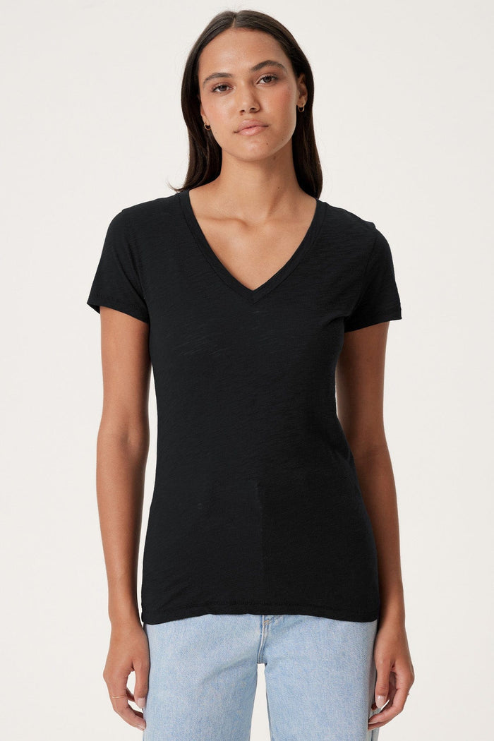 Goldie Signature Slub V Neck Tee available at Barbara Katz