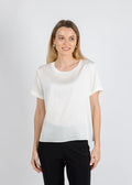 Repeat Silk Short Sleeve Tee in Cream available at Barbara Katz