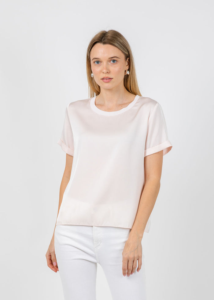 Repeat Silk Short Sleeve Tee in Gloss available at Barbara Katz
