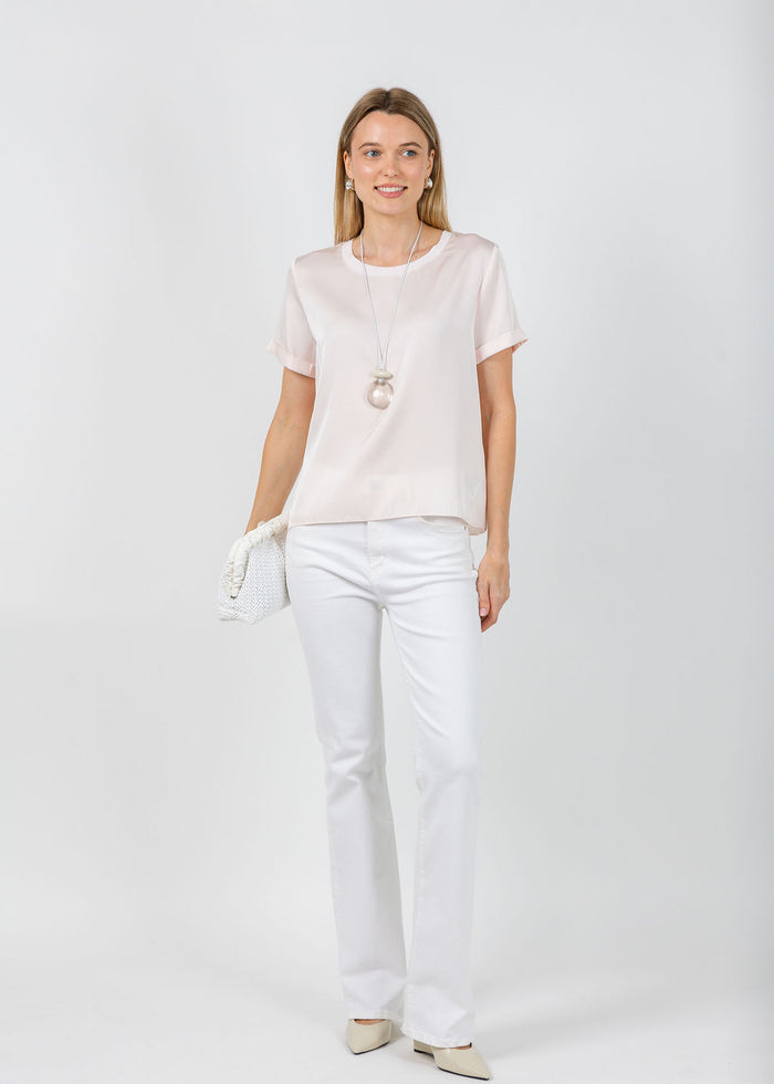 Repeat Silk Short Sleeve Tee in Gloss available at Barbara Katz