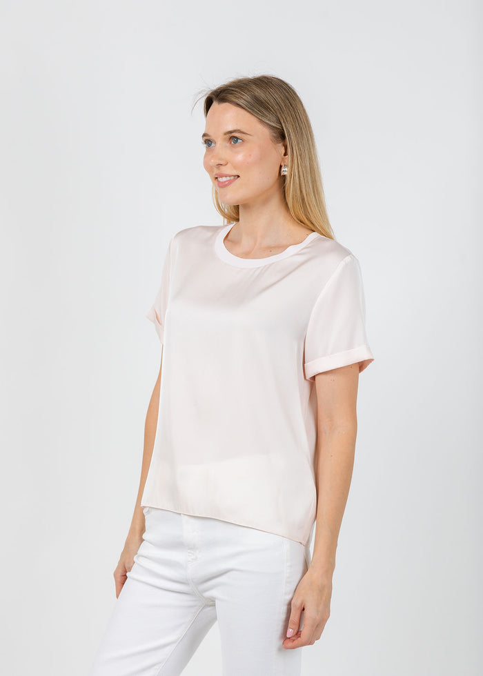Repeat Silk Short Sleeve Tee in Gloss available at Barbara Katz