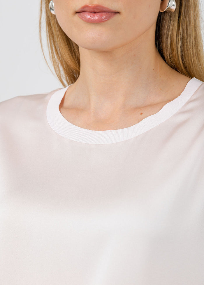 Repeat Silk Short Sleeve Tee in Gloss available at Barbara Katz