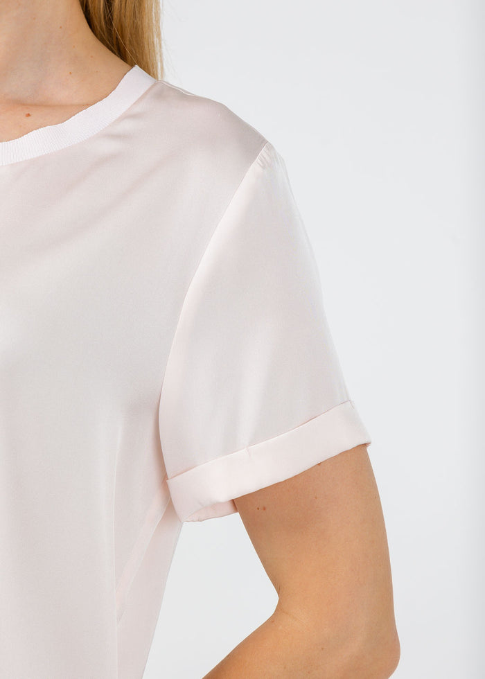 Repeat Silk Short Sleeve Tee in Gloss available at Barbara Katz
