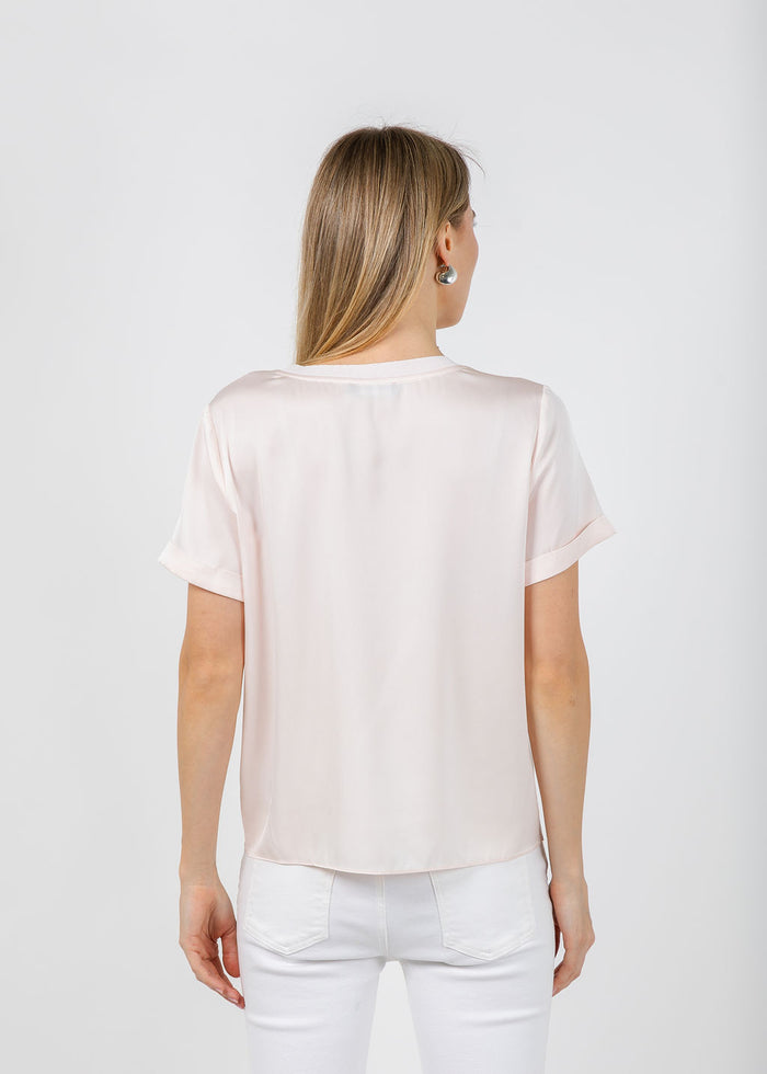 Repeat Silk Short Sleeve Tee in Gloss available at Barbara Katz
