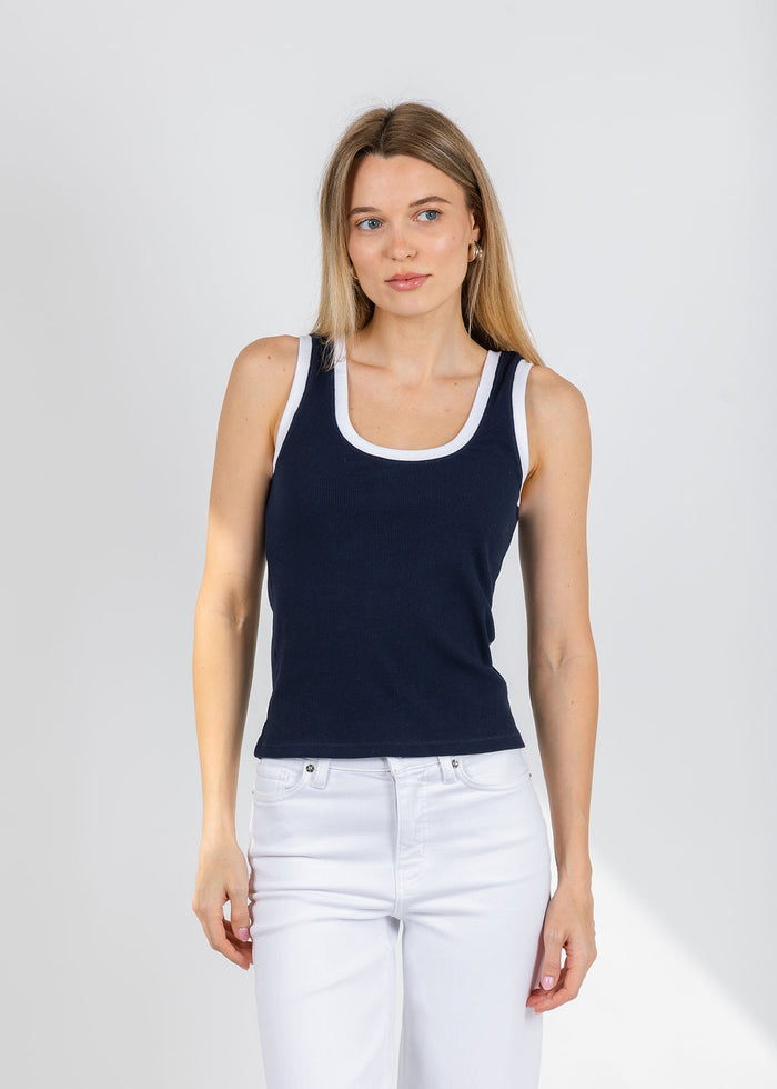 Z Supply Sirena Colorblocked Rib Tank Top in Eclipse available at Barbara Katz