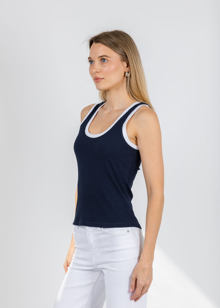 Z Supply Sirena Colorblocked Rib Tank Top in Eclipse available at Barbara Katz