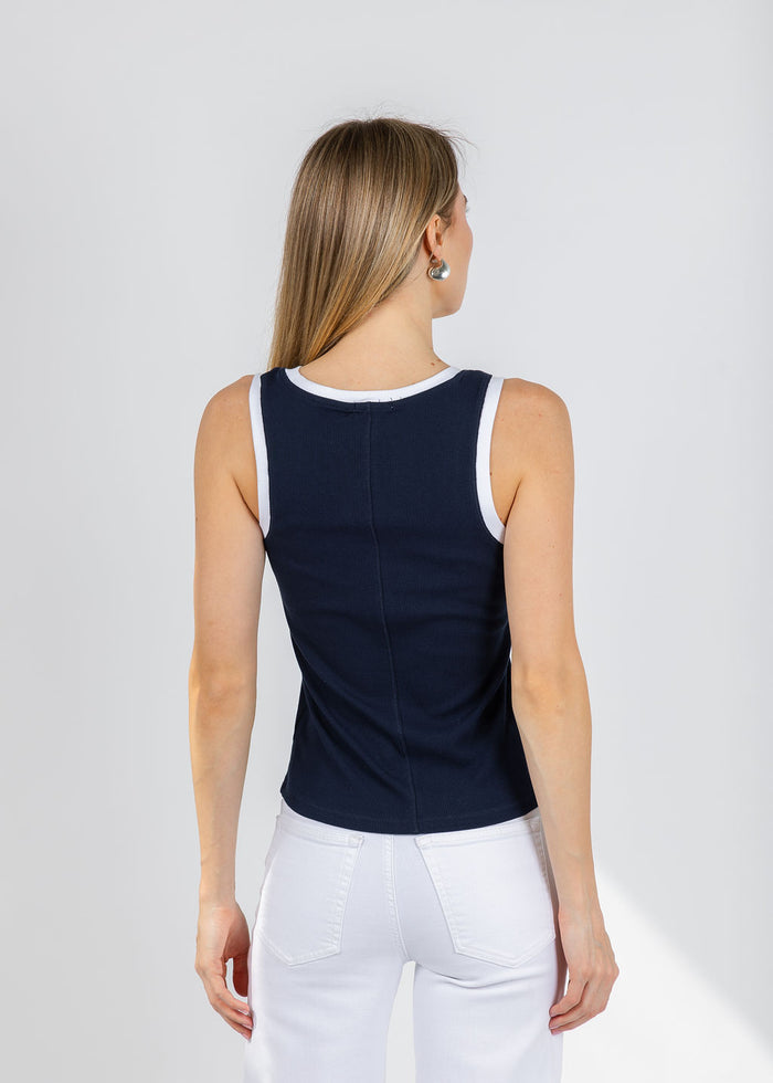 Z Supply Sirena Colorblocked Rib Tank Top in Eclipse available at Barbara Katz