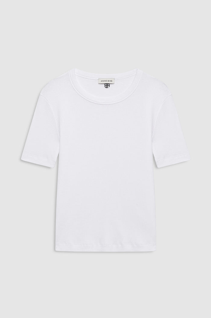 ANINE BING Sixtine Tee Short Sleeve - White - front view