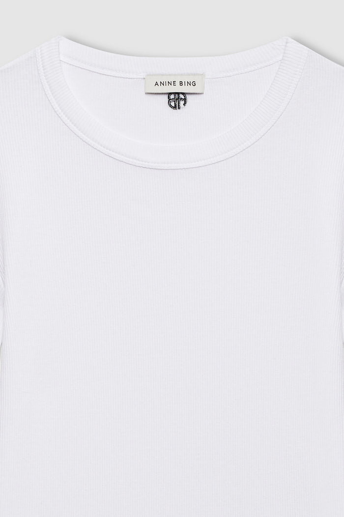 ANINE BING Sixtine Tee Short Sleeve - White - detail view