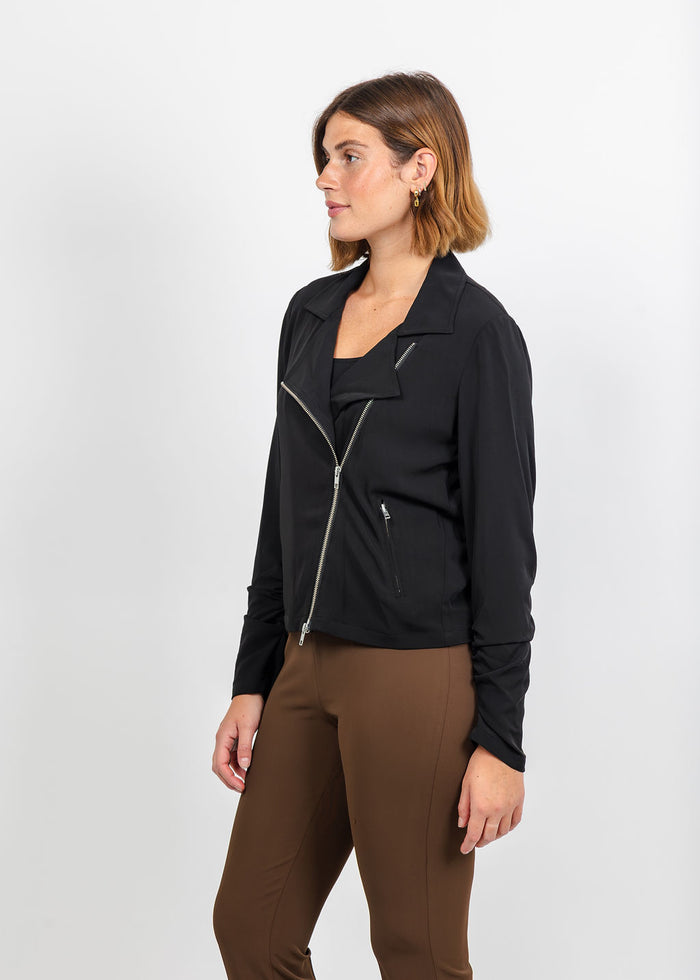 Peace of Cloth Skye Moto Jacket in Black available at Barbara Katz