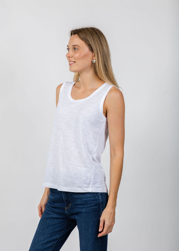 Elliott Lauren Sleeveless Tank Top in White available at Barbara Katz