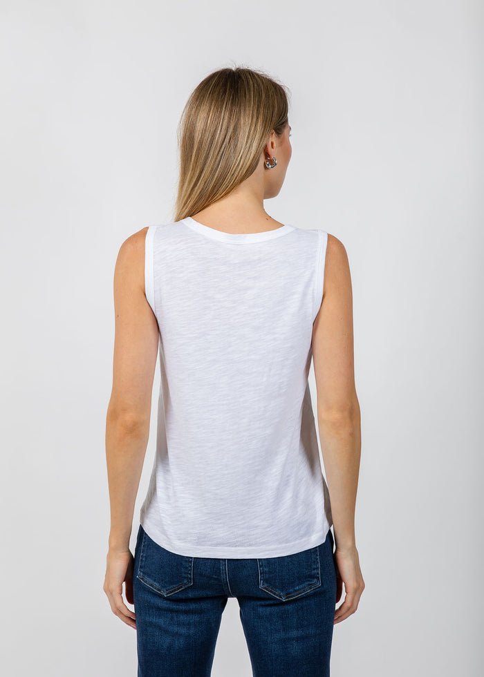 Elliott Lauren Sleeveless Tank Top in White available at Barbara Katz