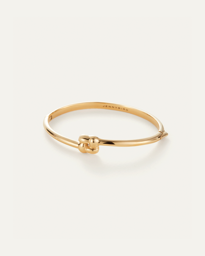 Jenny Bird Slim Woven Square Bangle in Gold available at Barbara Katz