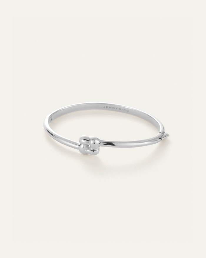 Jenny Bird Slim Woven Square Bangle in Silver available at Barbara Katz