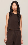 Z Supply Sloane Cotton Jersey Muscle Tank in Dark Chocolate available at Barbara Katz