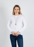 BK Slub Center Seam Long Sleeve Tee in White available at Barbara Katz