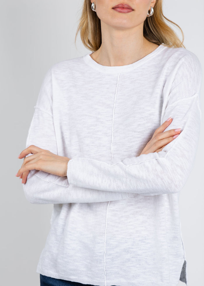 BK Slub Center Seam Long Sleeve Tee in White available at Barbara Katz