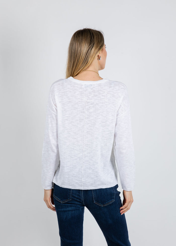 BK Slub Center Seam Long Sleeve Tee in White available at Barbara Katz