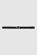ANINE BING Small Double Signature Link Belt Braided - Black - front view