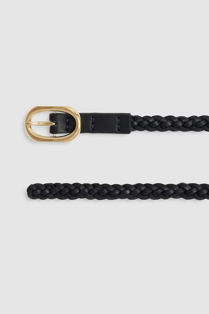ANINE BING Small Double Signature Link Belt Braided - Black - detail view