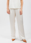 Caroline Rose Soft Satin Straight Pants in Ivory available at Barbara Katz