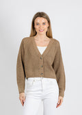 Oui Sparkle Knit Cardigan in Bronze available at Barbara Katz