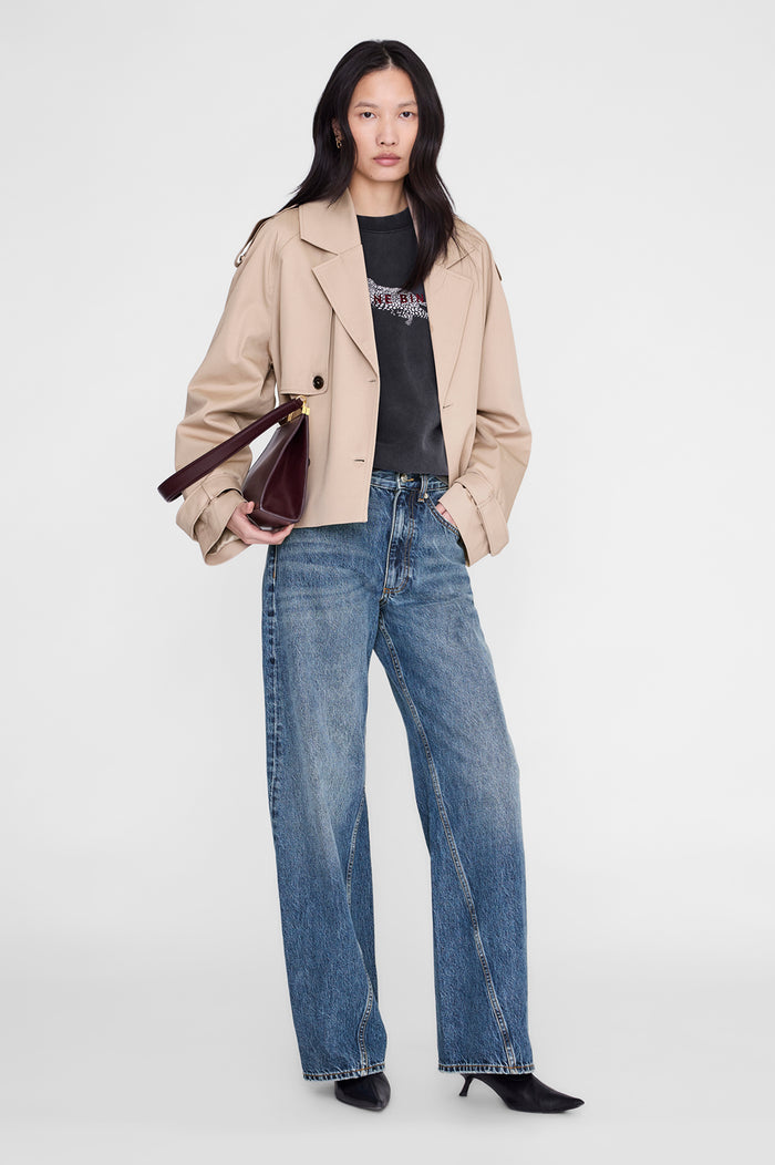 ANINE BING Spencer Sweatshirt Leopard - Washed Black - on model front second image