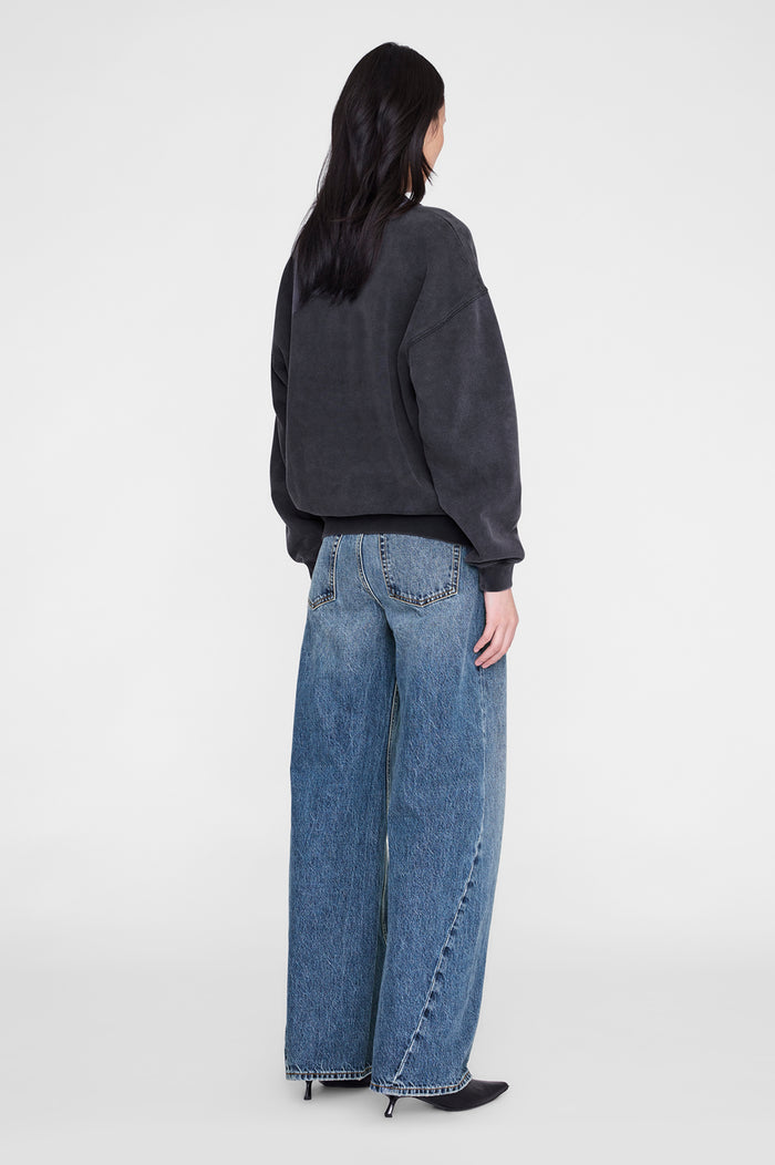 ANINE BING Spencer Sweatshirt Leopard - Washed Black - on model back