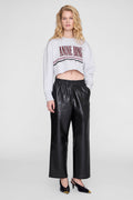 ANINE BING Sporty Cropped Sweatshirt - Heather Grey - on model front