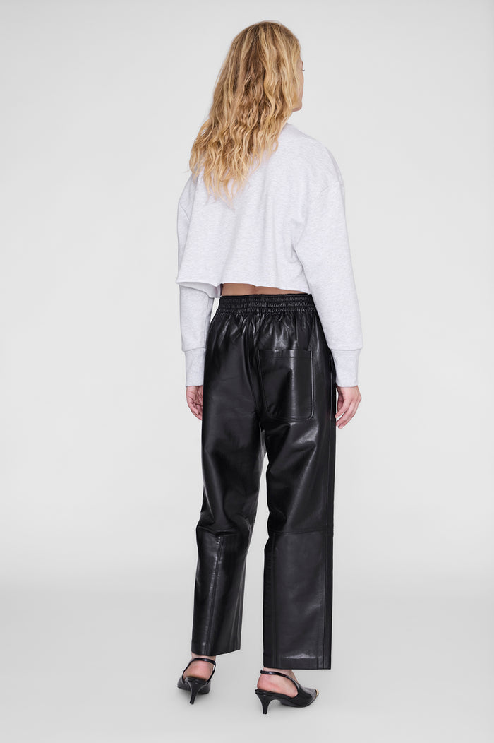 ANINE BING Sporty Cropped Sweatshirt - Heather Grey - on model back