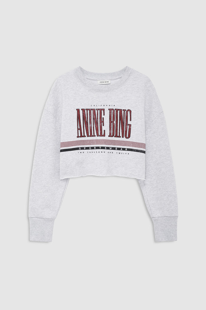 ANINE BING Sporty Cropped Sweatshirt - Heather Grey - front view