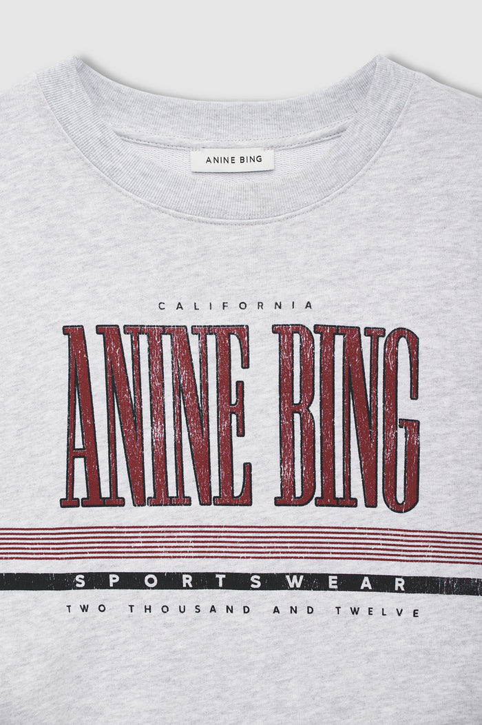 ANINE BING Sporty Cropped Sweatshirt - Heather Grey - detail view