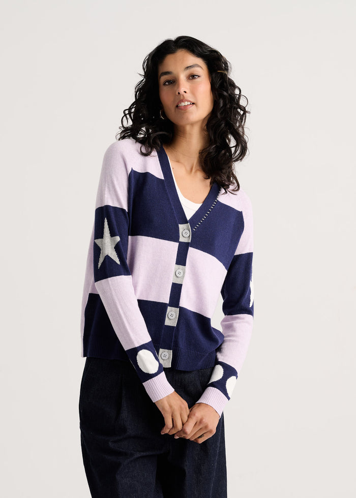 Zaket & Plover Stars + Spots Cardigan in Ink available at Barbara Katz