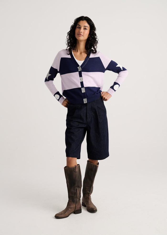 Zaket & Plover Stars + Spots Cardigan in Ink available at Barbara Katz
