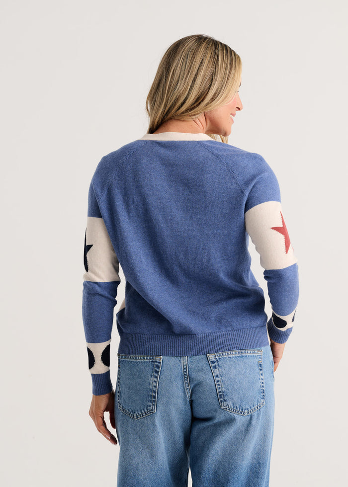 Zaket & Plover Stars + Spots Cardigan in Wax Paper available at Barbara Katz