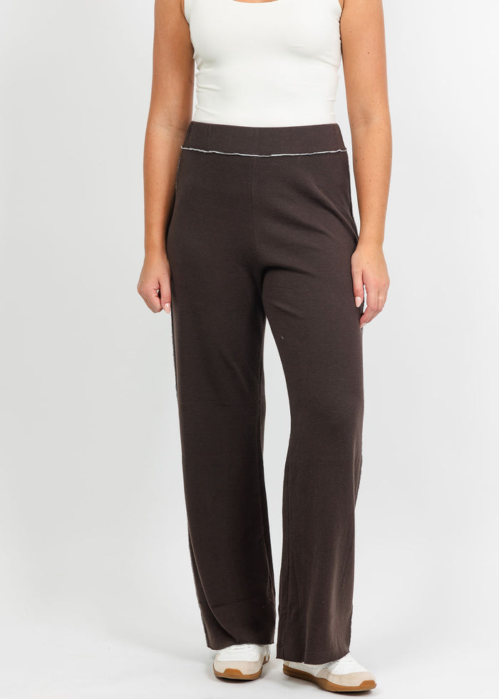 Goldie Stella Double-Faced Flare Pant in Coffee/Gray Heather available at Barbara Katz