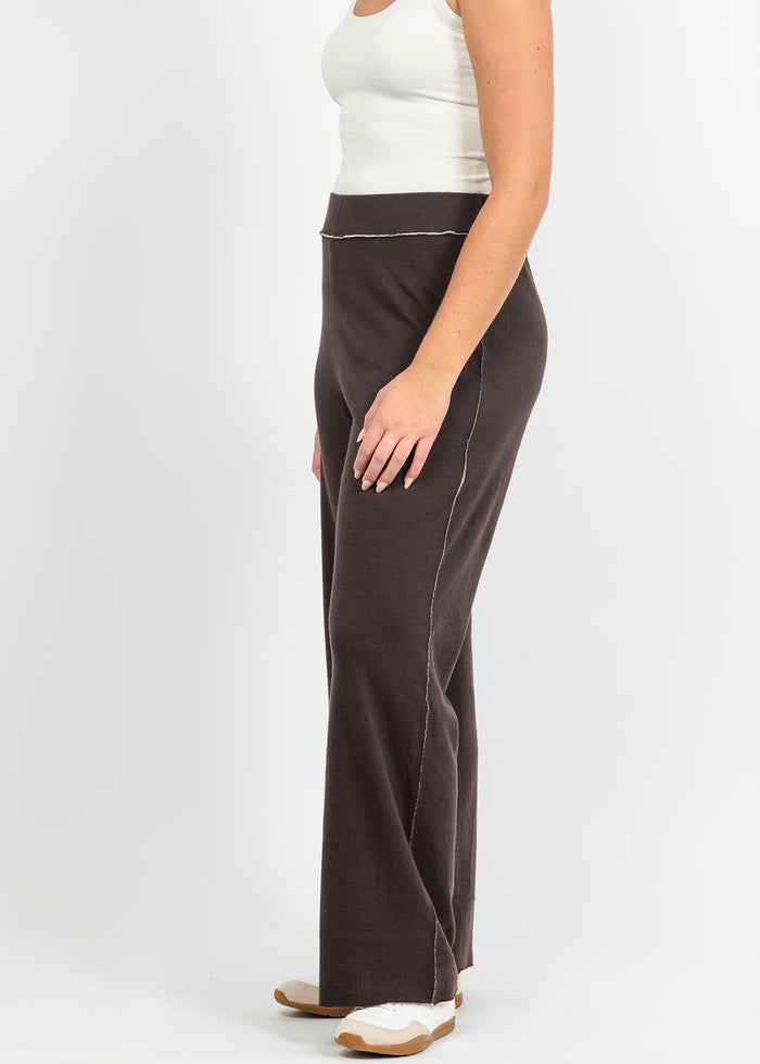 Goldie Stella Double-Faced Flare Pant in Coffee/Gray Heather available at Barbara Katz