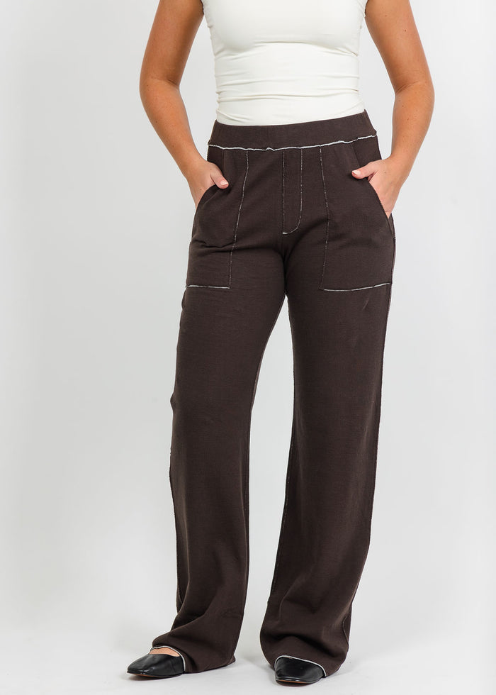 Goldie Stella Double-Faced Studio Pant in Coffee/Gray Heather available at Barbara Katz