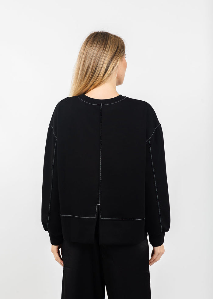 Terra Stitch & 3D Floral Appliques Sweater in Black available at Barbara Katz