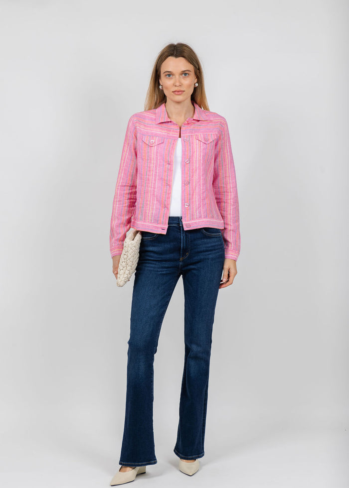 Pure Amici Stripe Linen Jacket in Petal available at Barbara Katz