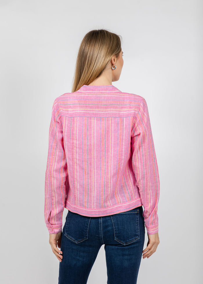 Pure Amici Stripe Linen Jacket in Petal available at Barbara Katz